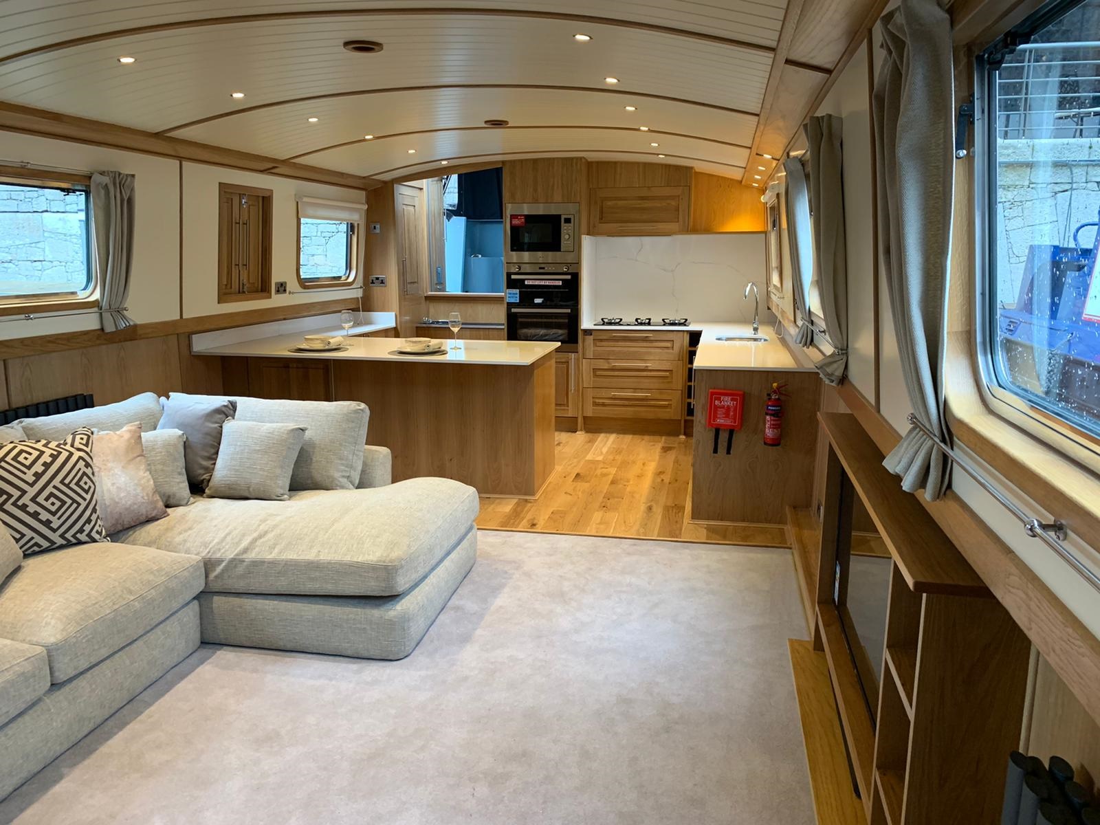 wide beam boat interior