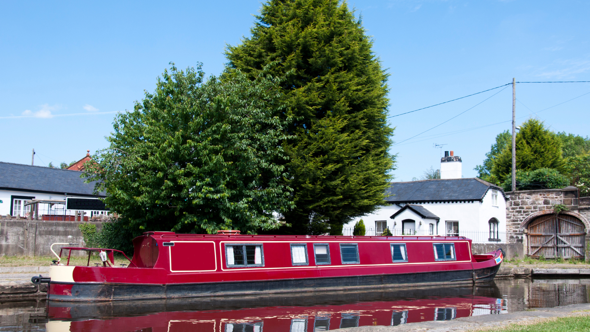 Red canal boat