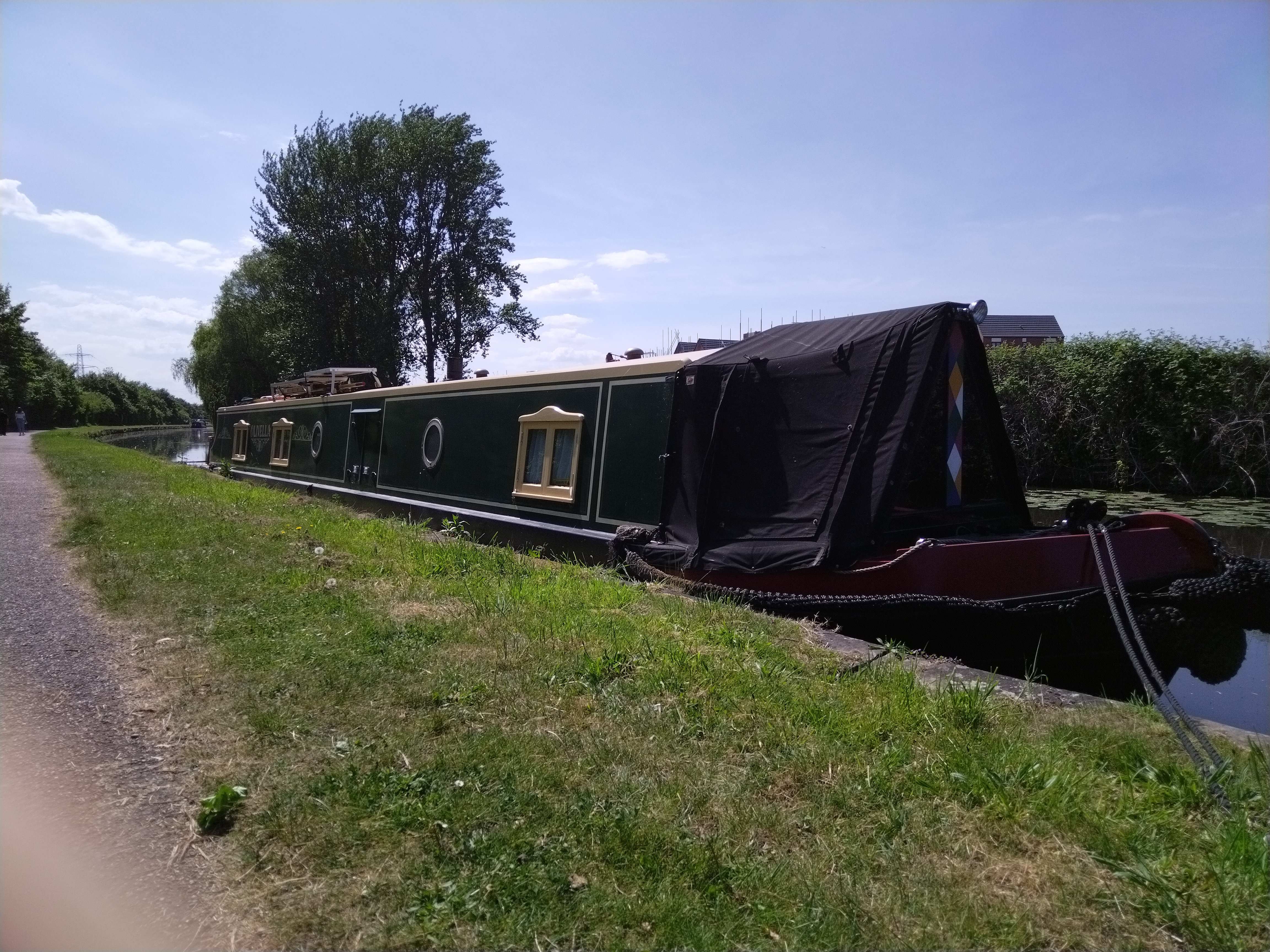 luxury canal boat moored